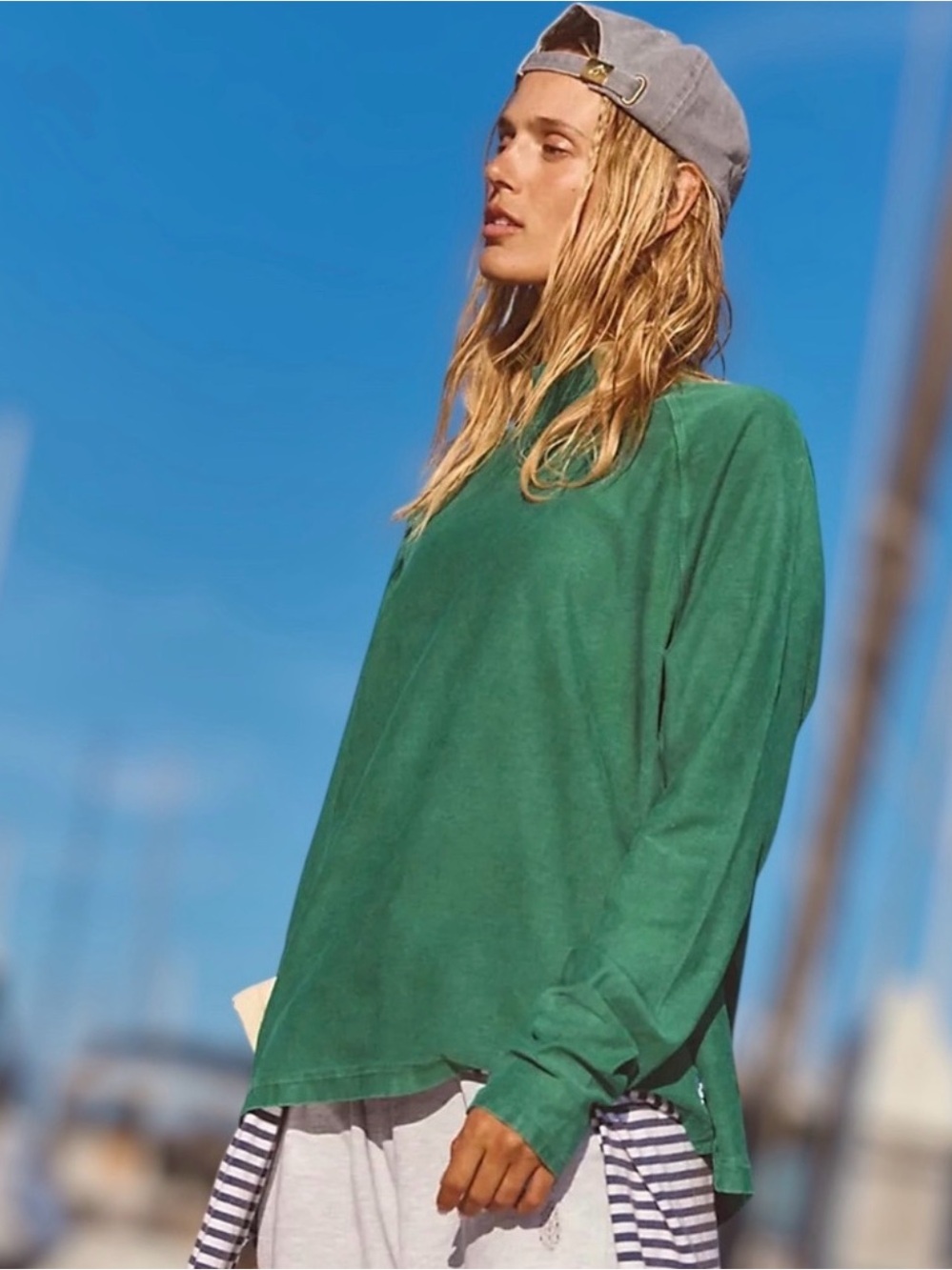 FP Movement by Free People Restoration Layer Emerald Green Long Sleeve Crew Top